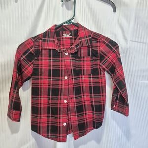5T Red and Black Plaid Kids Button Down Shirt Granamals